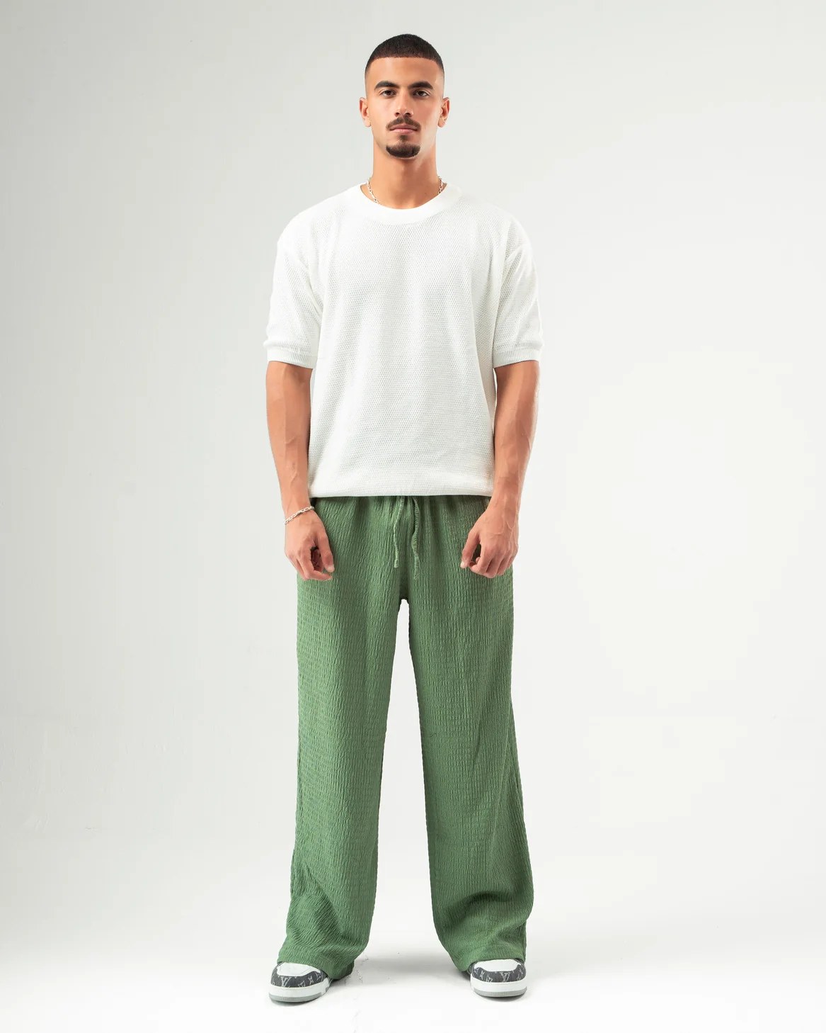 Olive Textured Pants