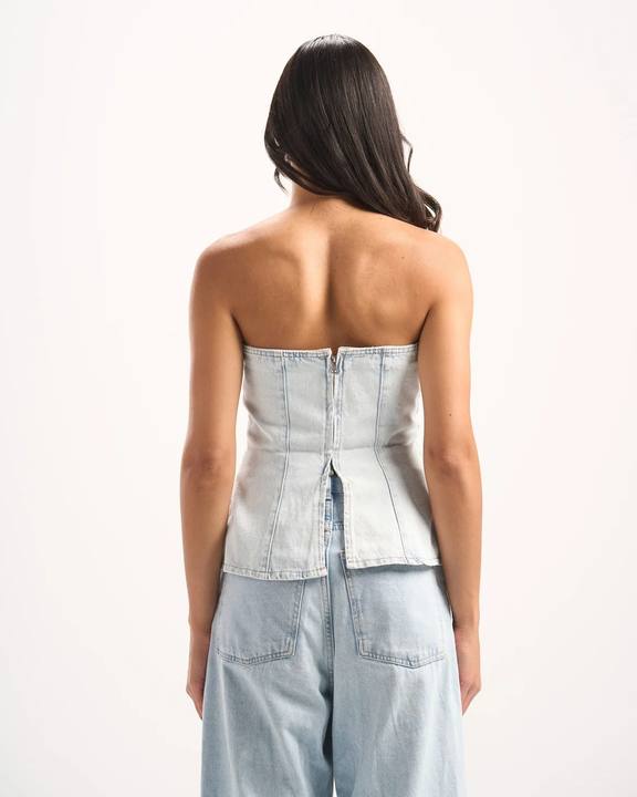 LIGHT BLUE PLAIN DENIM CORSET