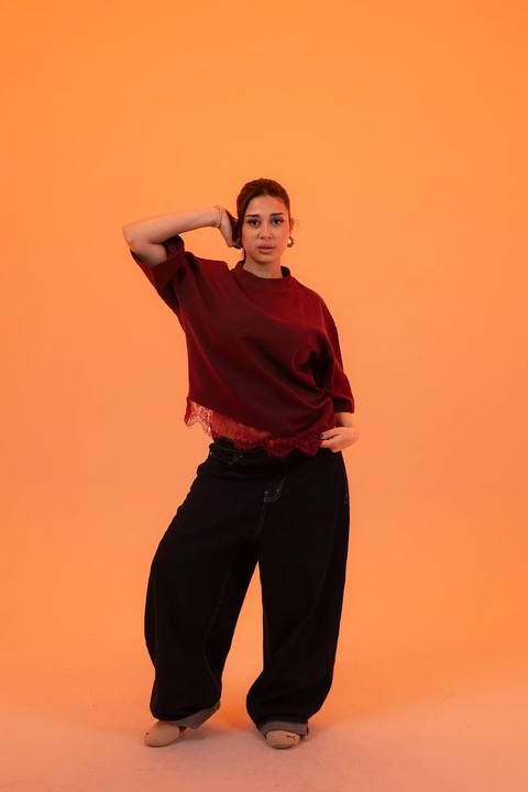 Lace Shirt - Burgundy
