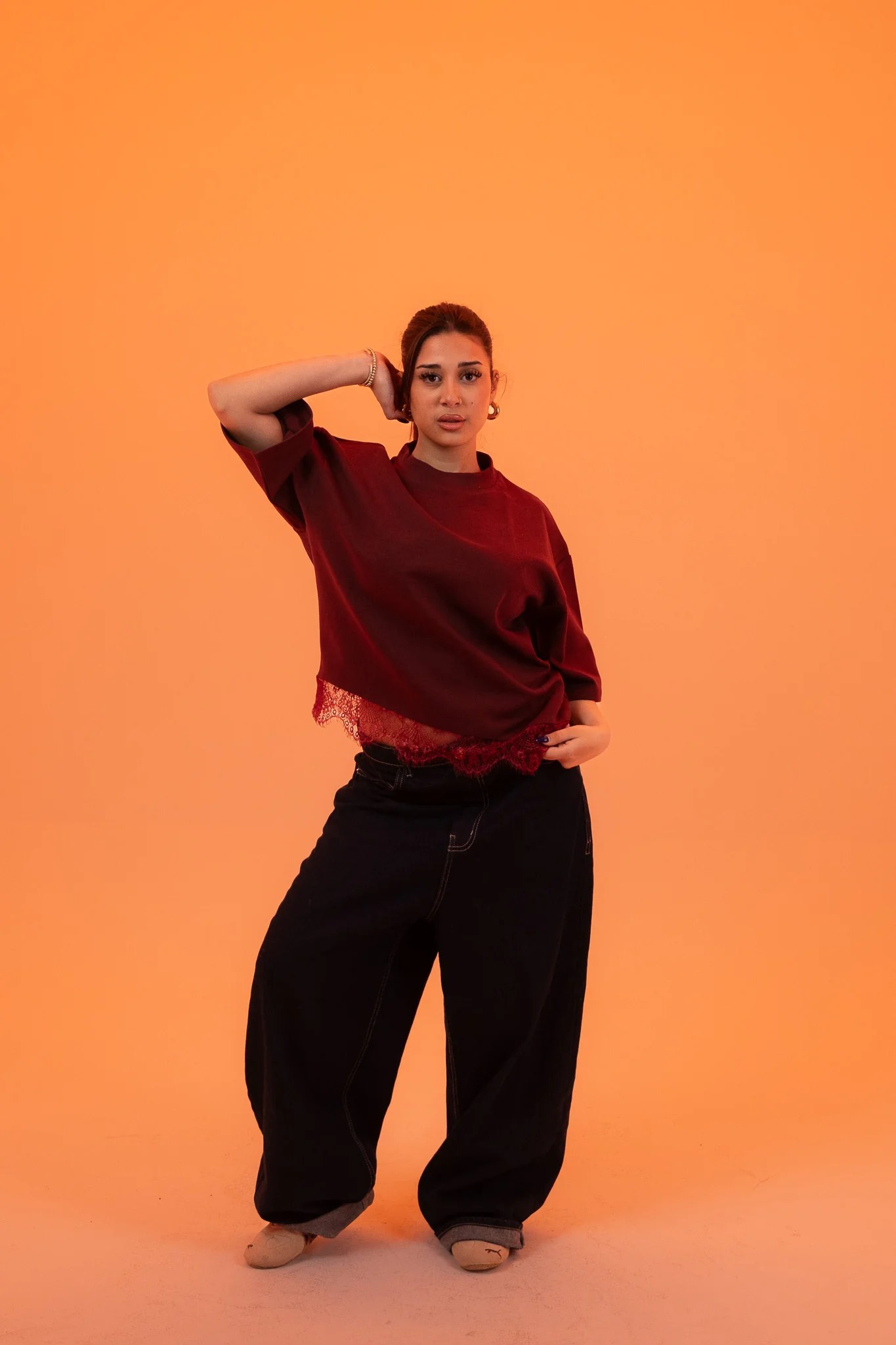 Lace Shirt - Burgundy