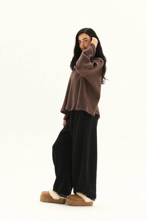 Balloon Knitted Pant In Black