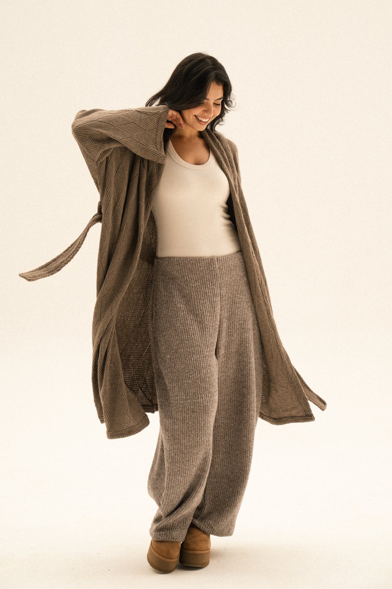 Balloon Knitted Pant In Dark-cafe