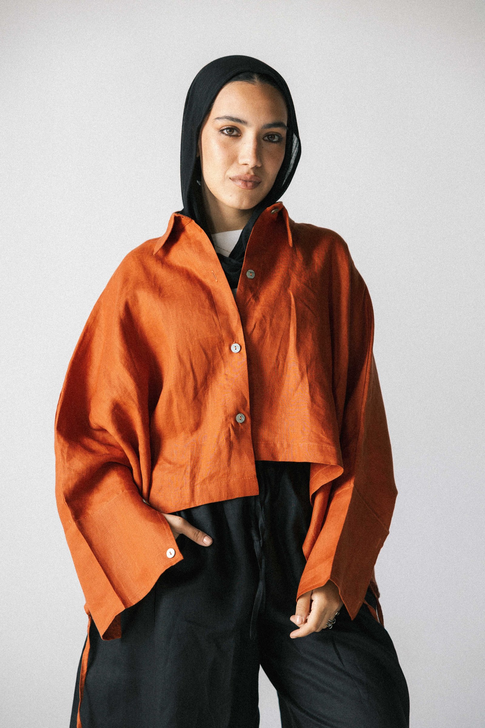 Fringes shirt in burnt orange