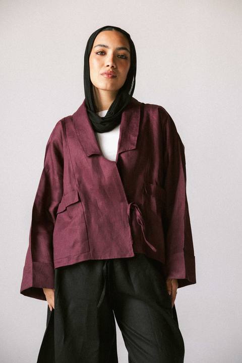 Pocket kimono in burgandy