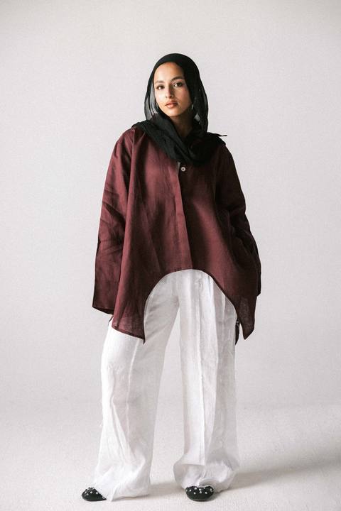Round shirt in dark pink