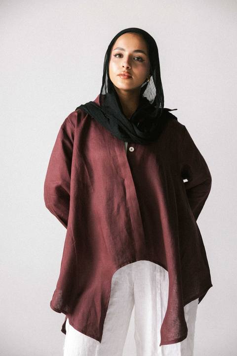 Round shirt in dark pink
