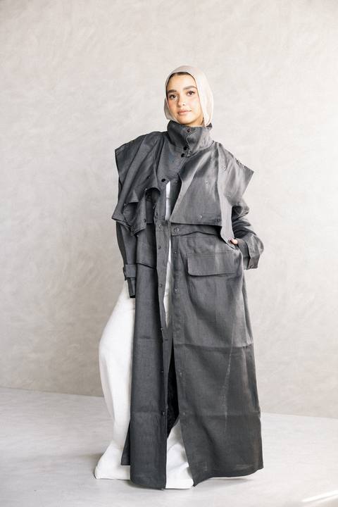 Jouzoor linen coat in dark grey