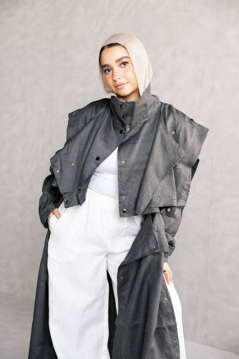 Jouzoor linen coat in dark grey