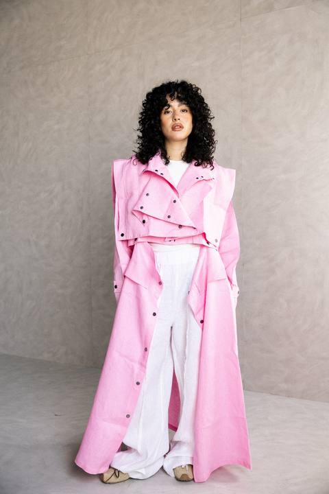Jouzoor linen coat in pink