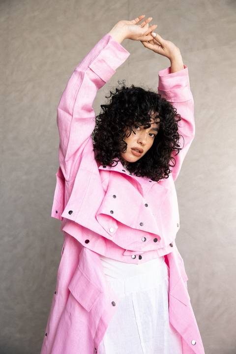 Jouzoor linen coat in pink