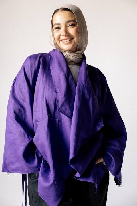 Collar kimono in purple