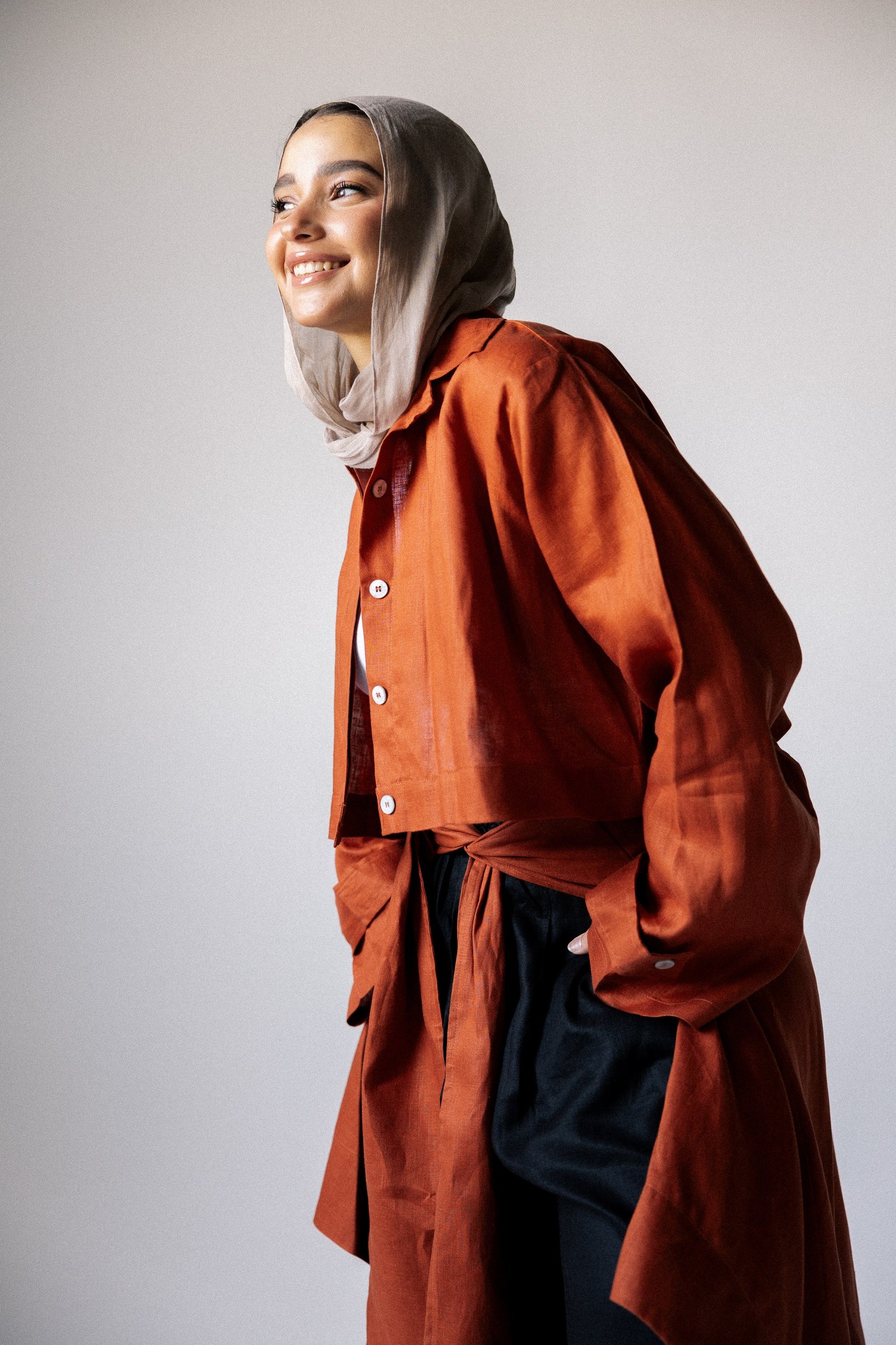 Rap-up shirt in burnt orange