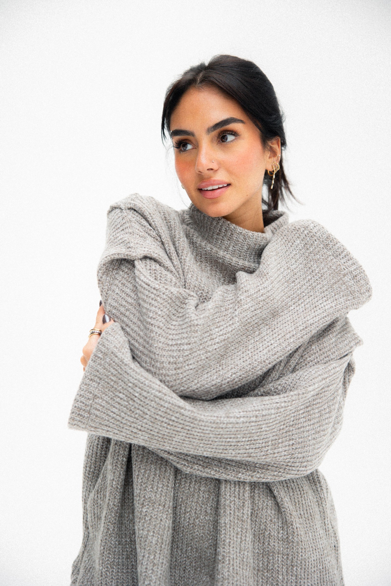 Shoulder pullover in dark cafe