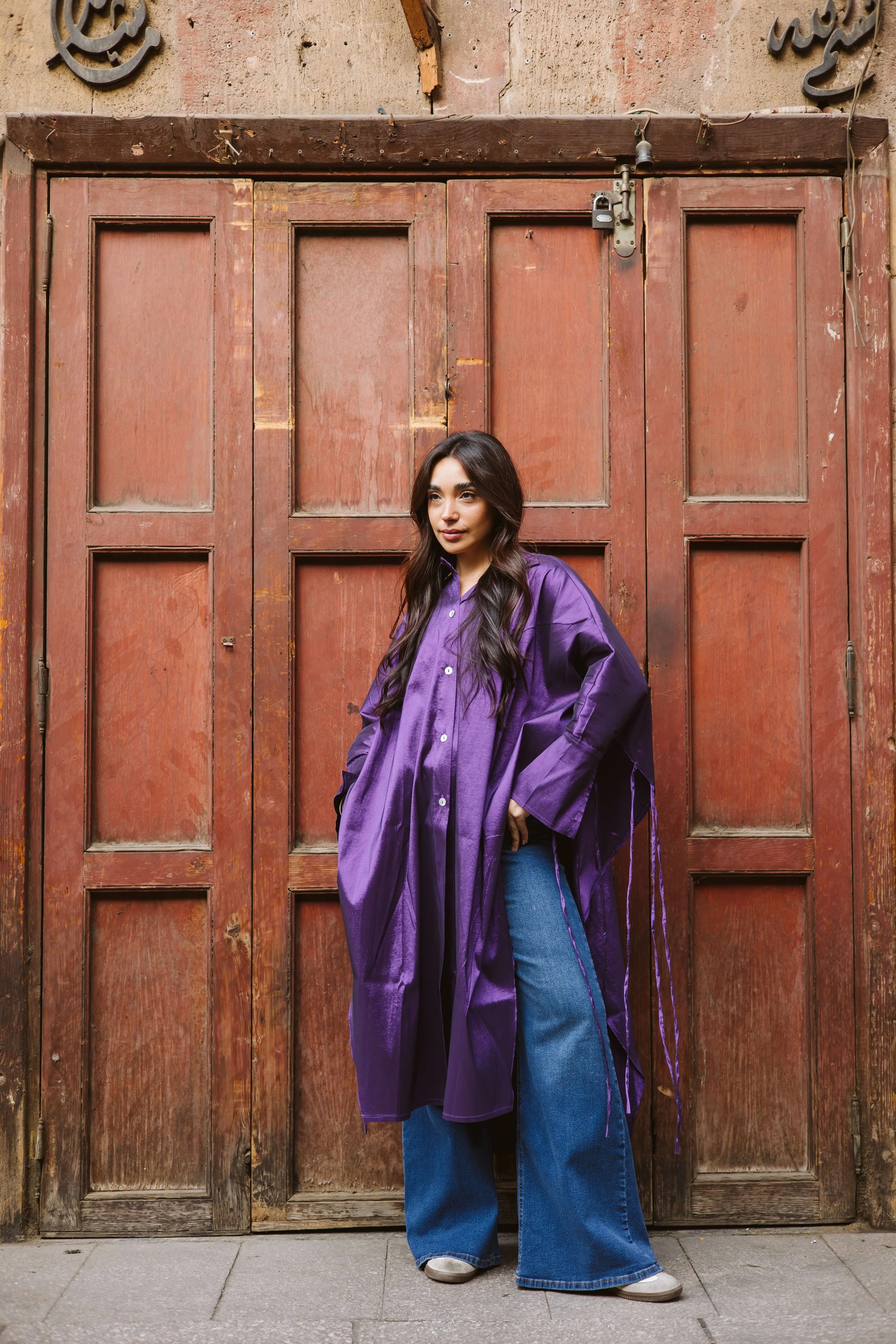 Long Fringes Kaftan In Purple