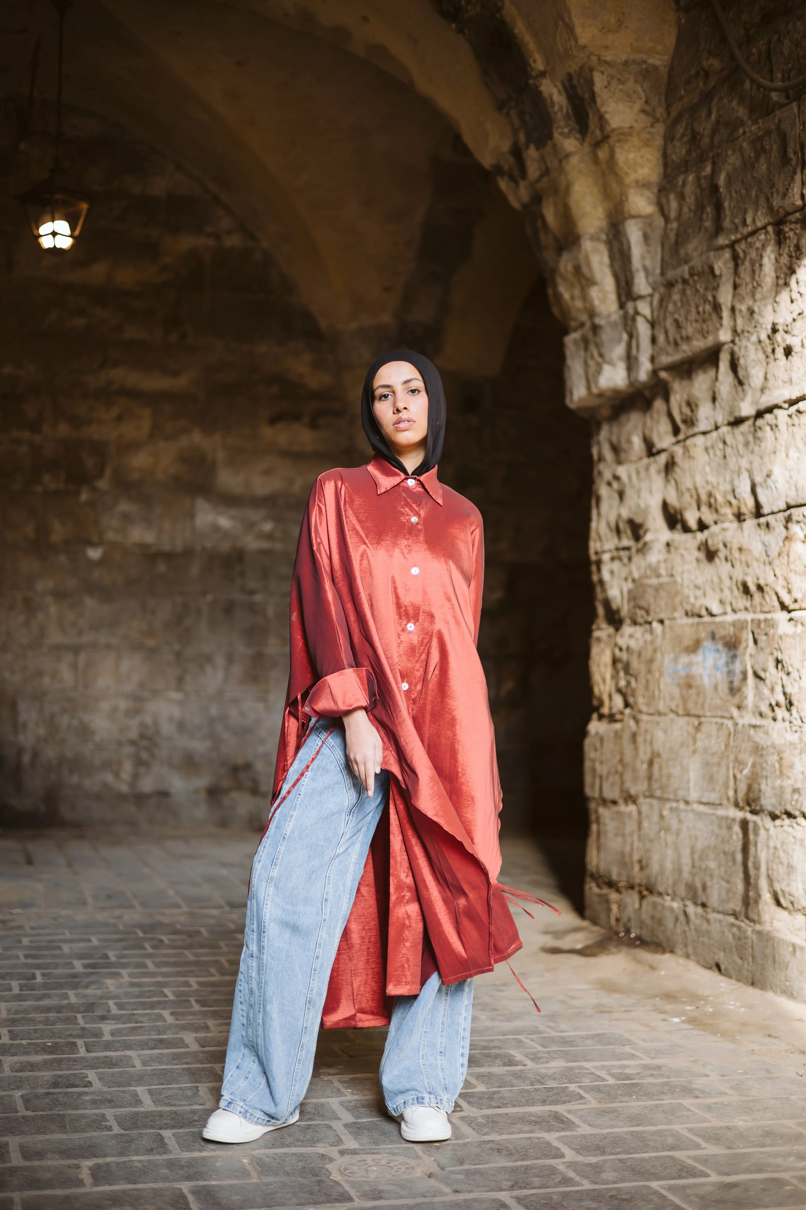 Long Fringes Kaftan In Orange