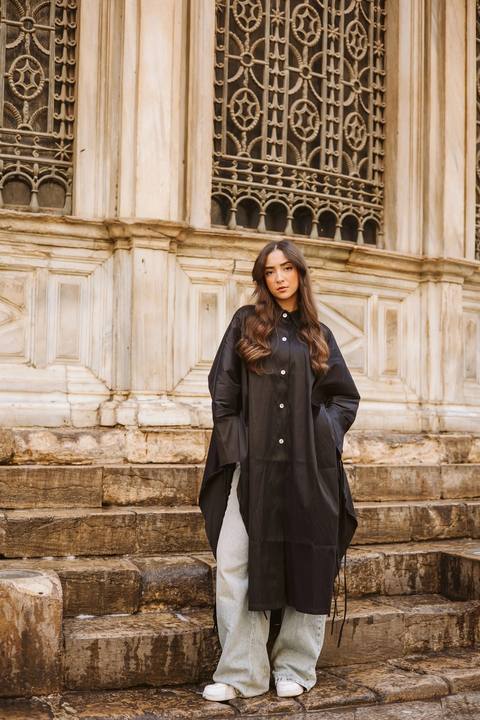 Long Fringes Kaftan In Black