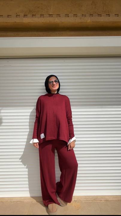 Basic Wool Set In Maroon