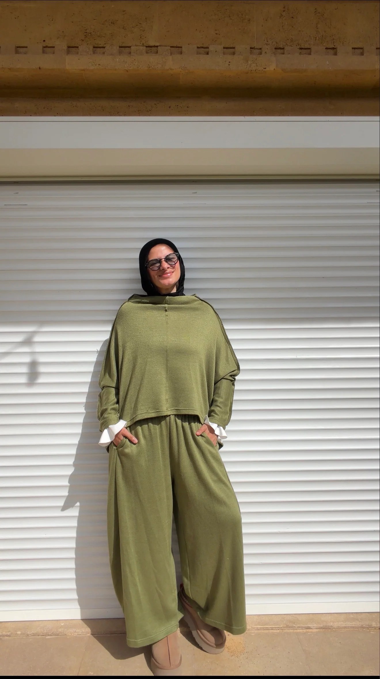 Signature Wool Set In Dark Lime-green