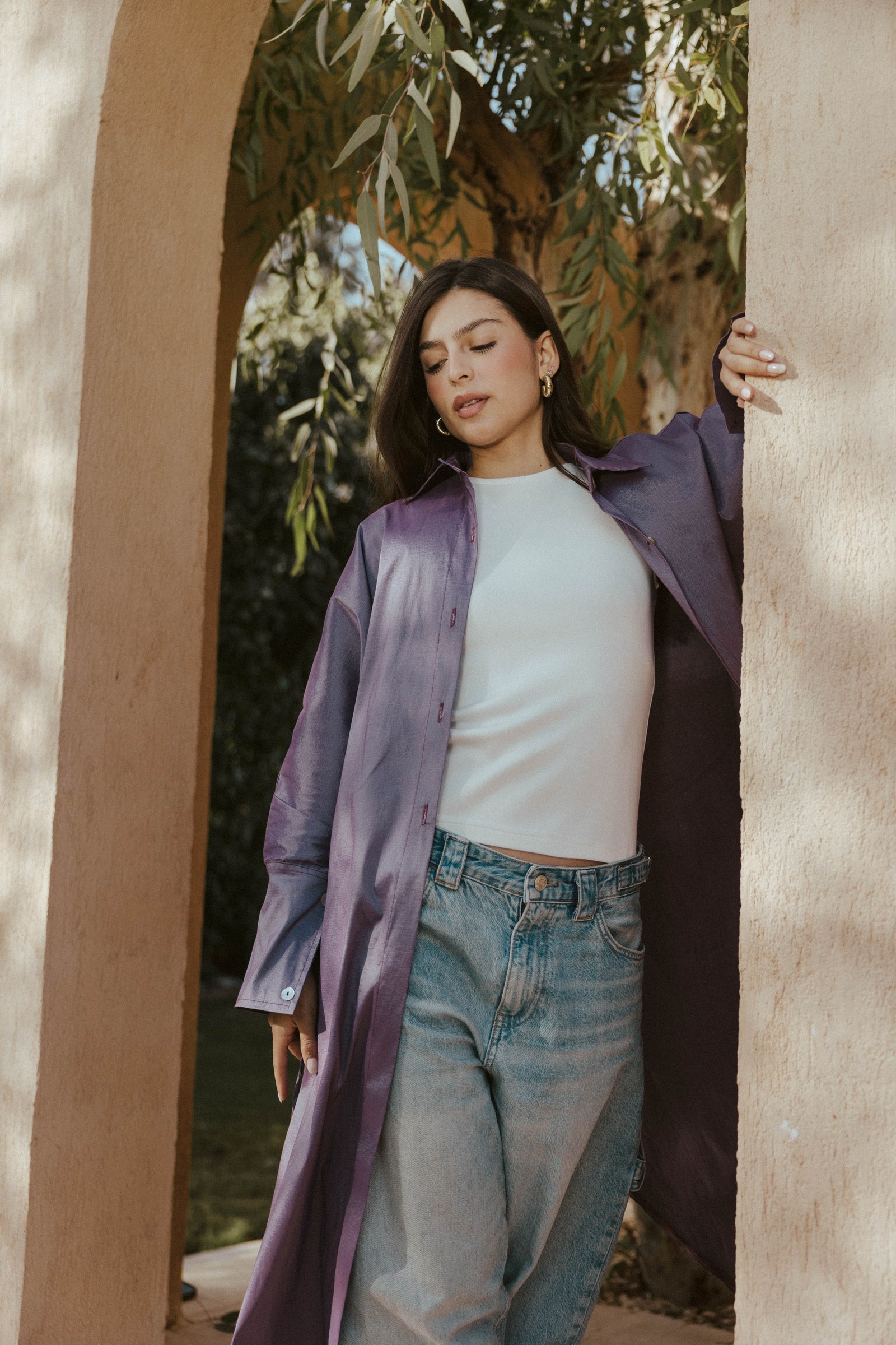 Long Fringes Kaftan In Lavender