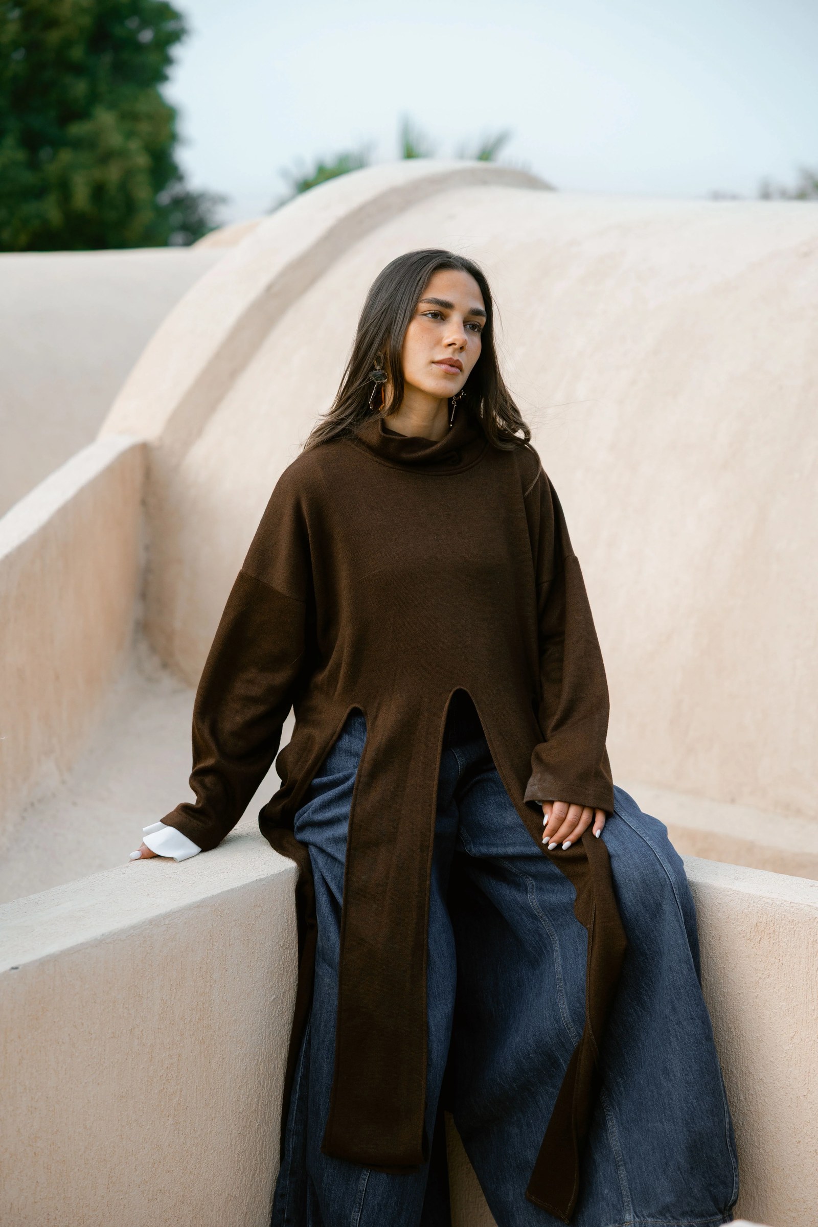 Lail Wool Top In Brown