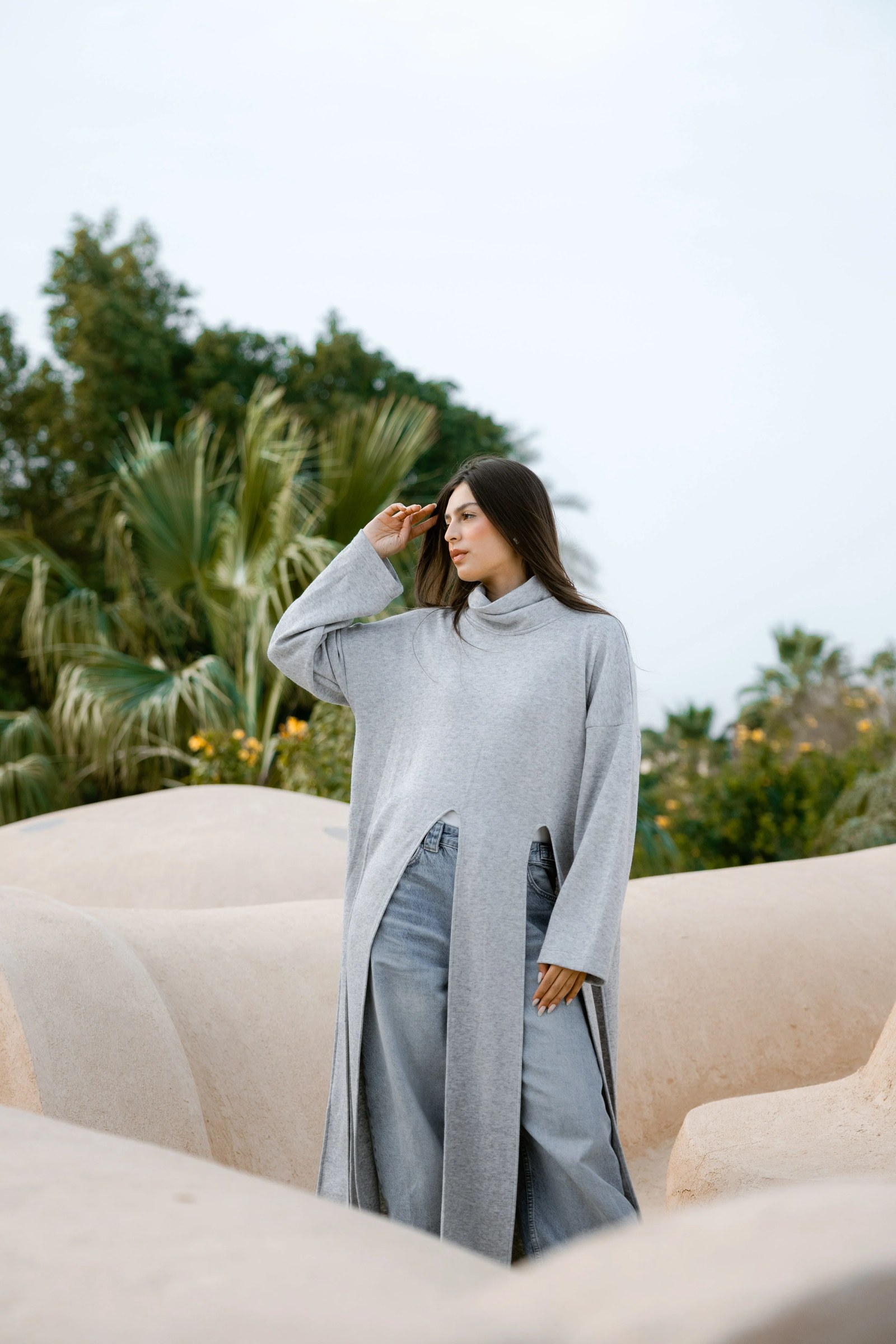 Lail Wool Top In Grey