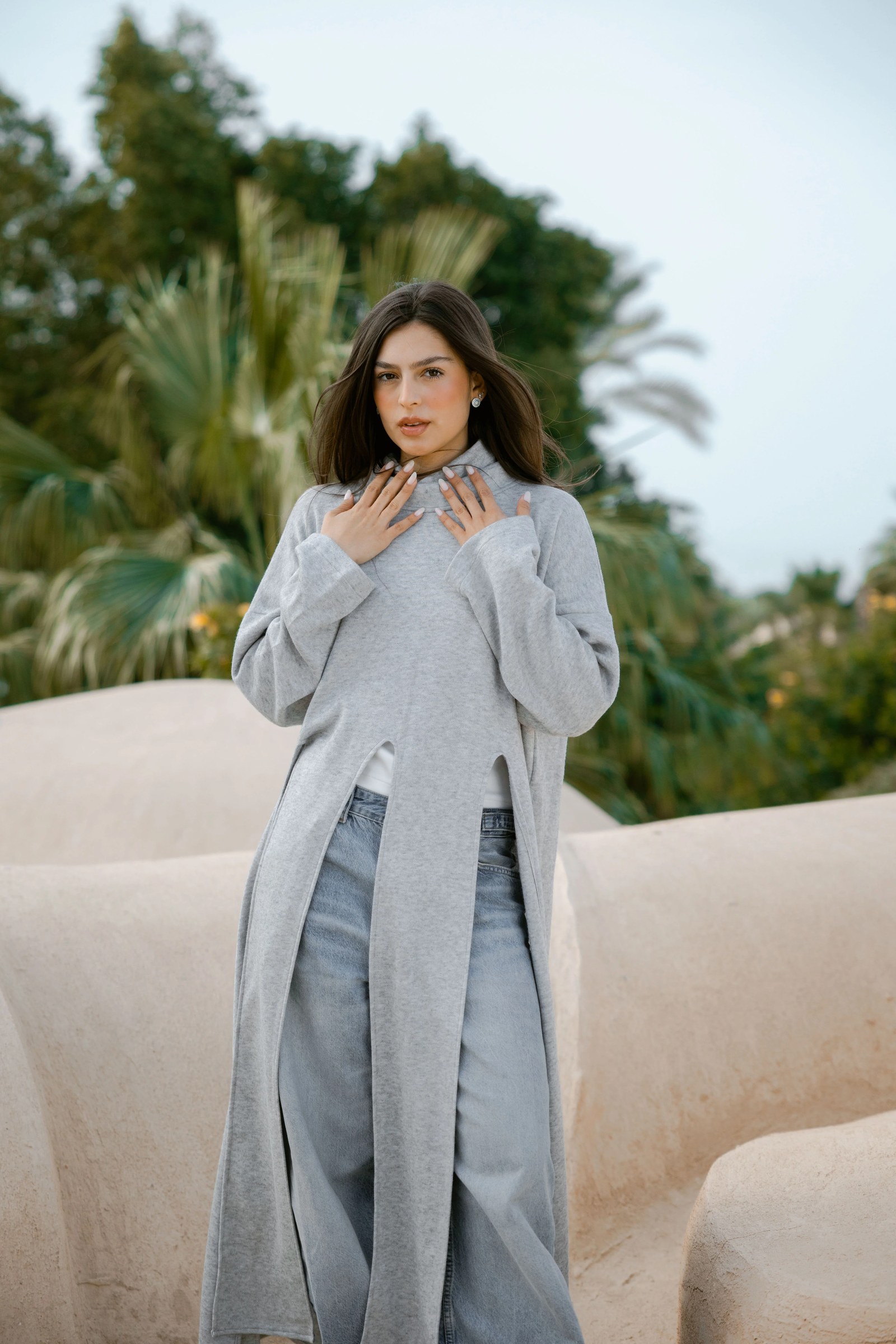 Lail Wool Top In Grey