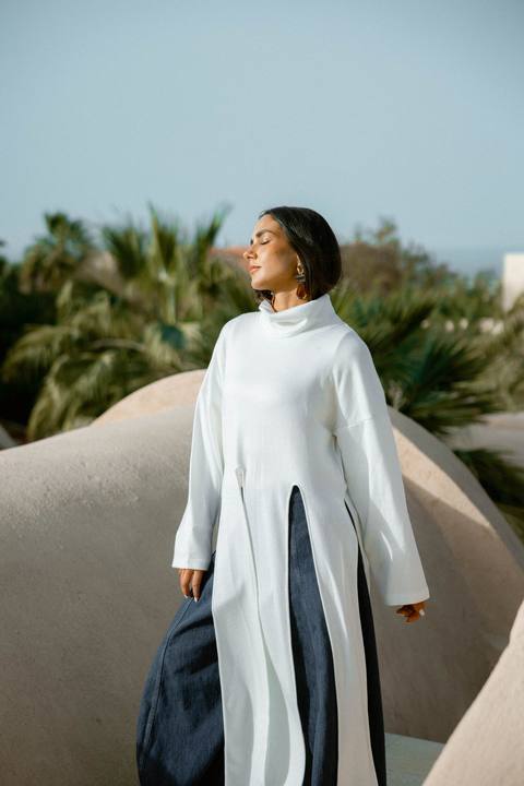 Lail Wool Top In Off-white