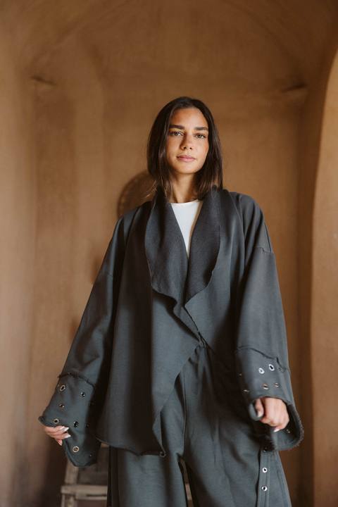 Rouh Cotton Set In Grey