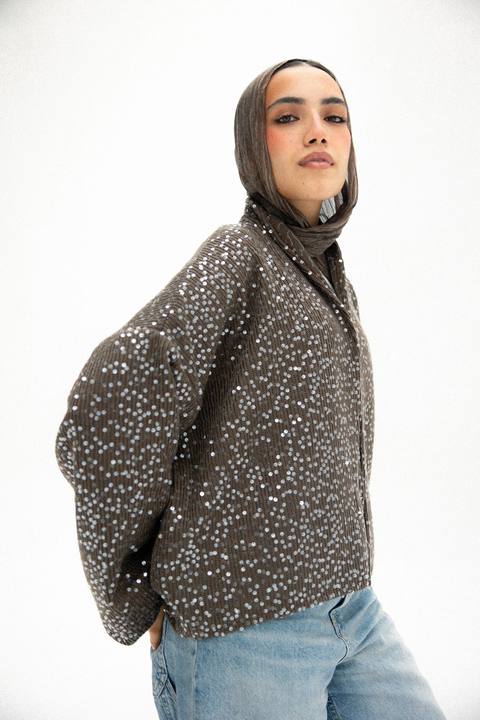 bling bling kimono in dark brown