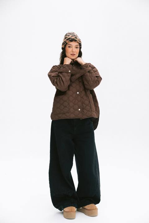 Pocket puffer jacket in brown