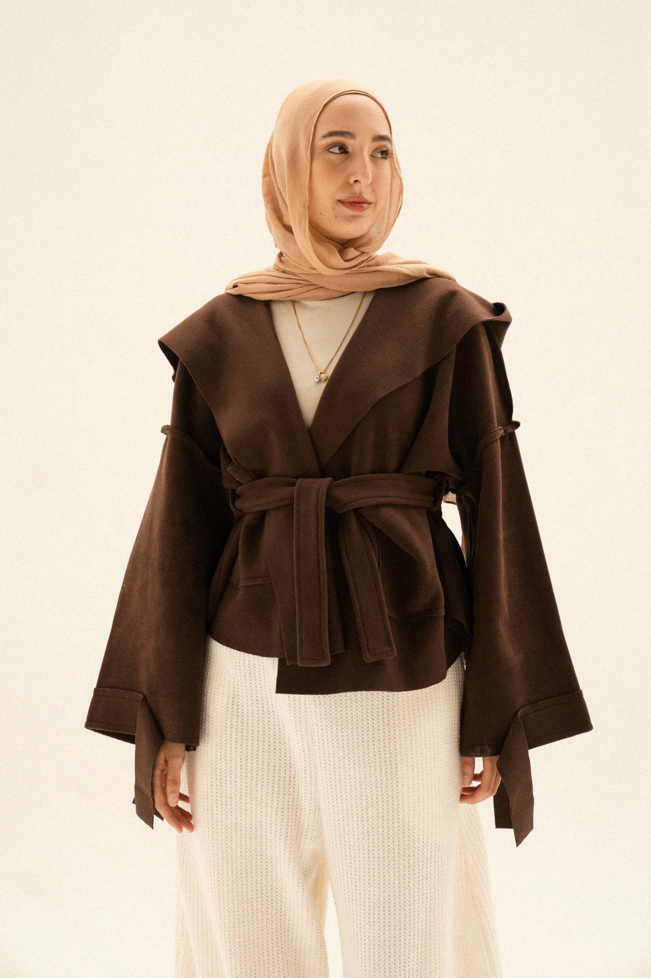 Unfinished Short Coat In Brown