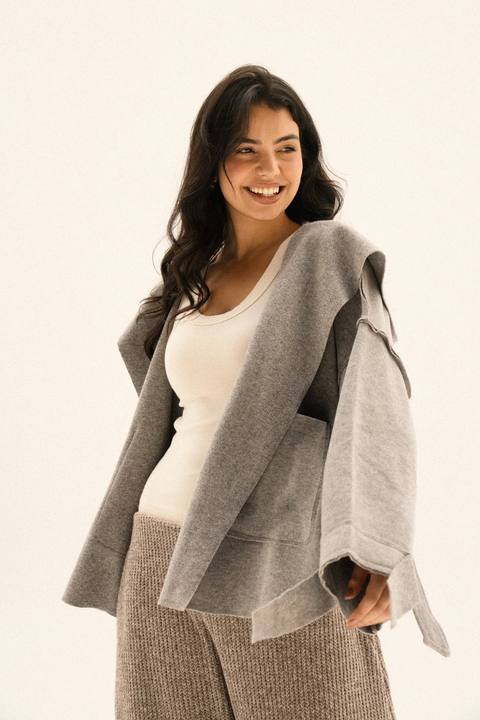 Unfinished Short Coat In Grey