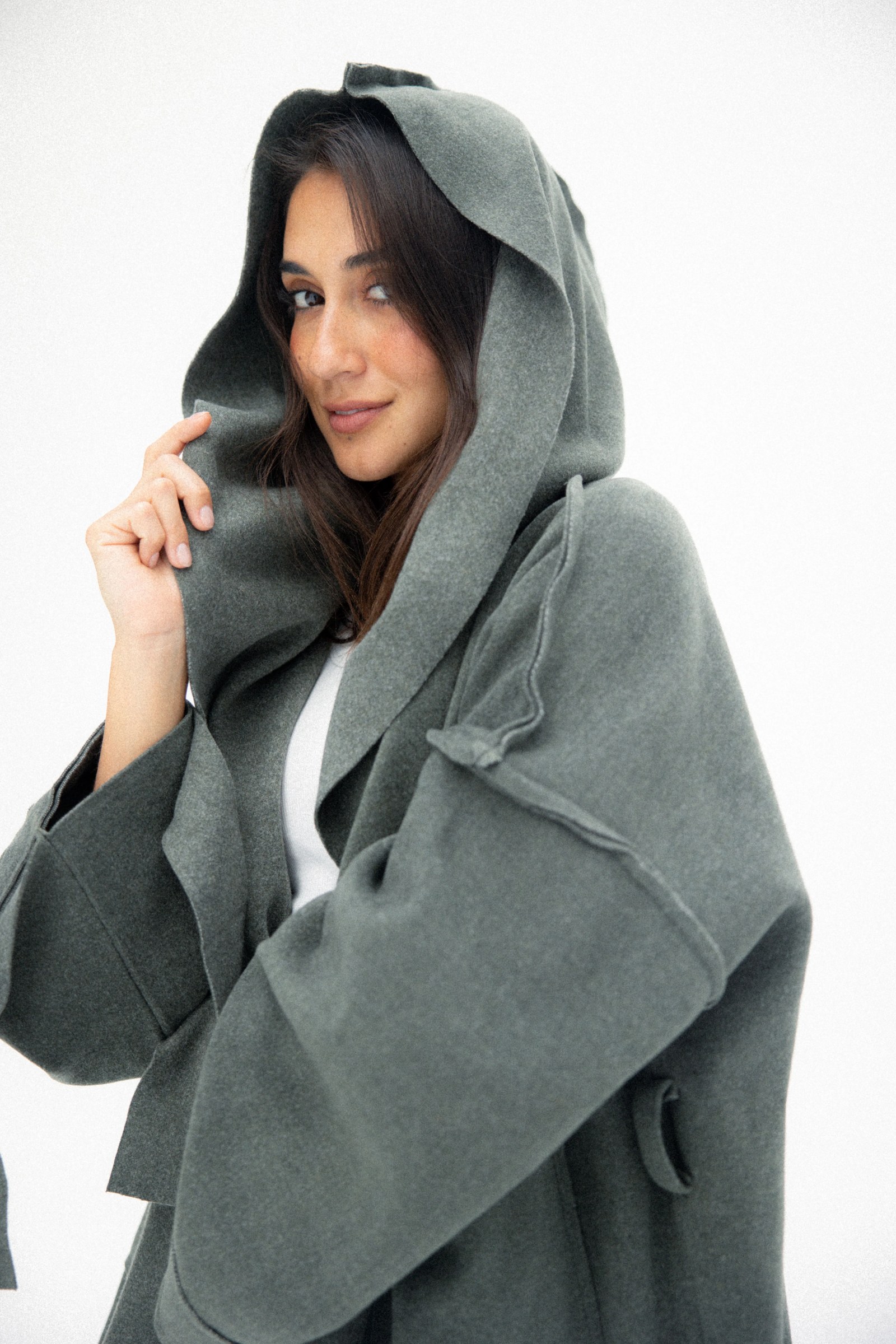 Unfinished Short Coat In Olive