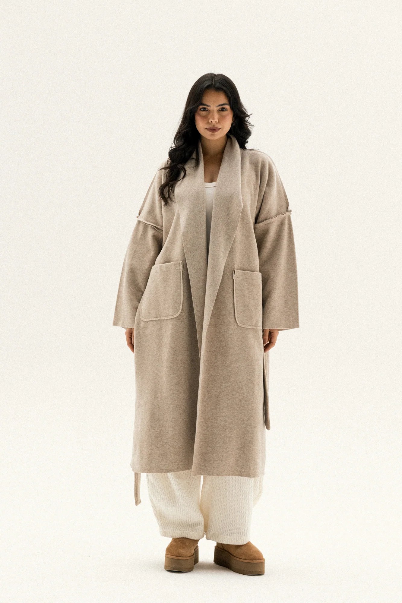 Long Pocket Coat In Cafe