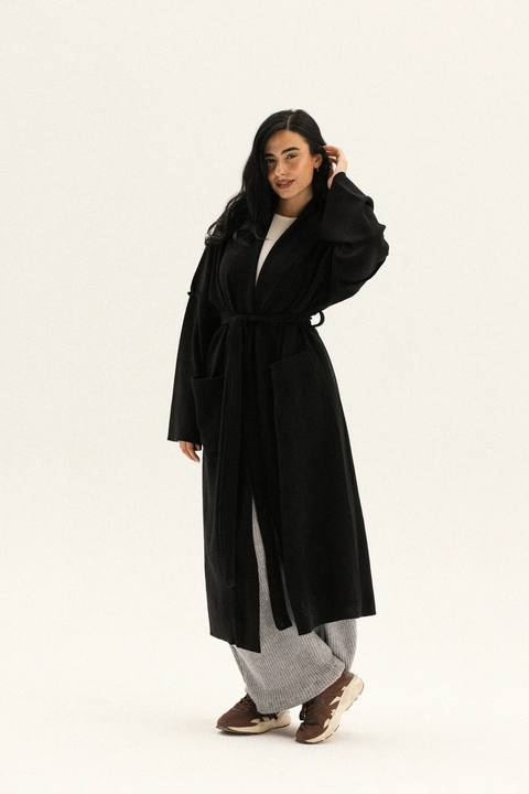 Long Pocket Coat In Black