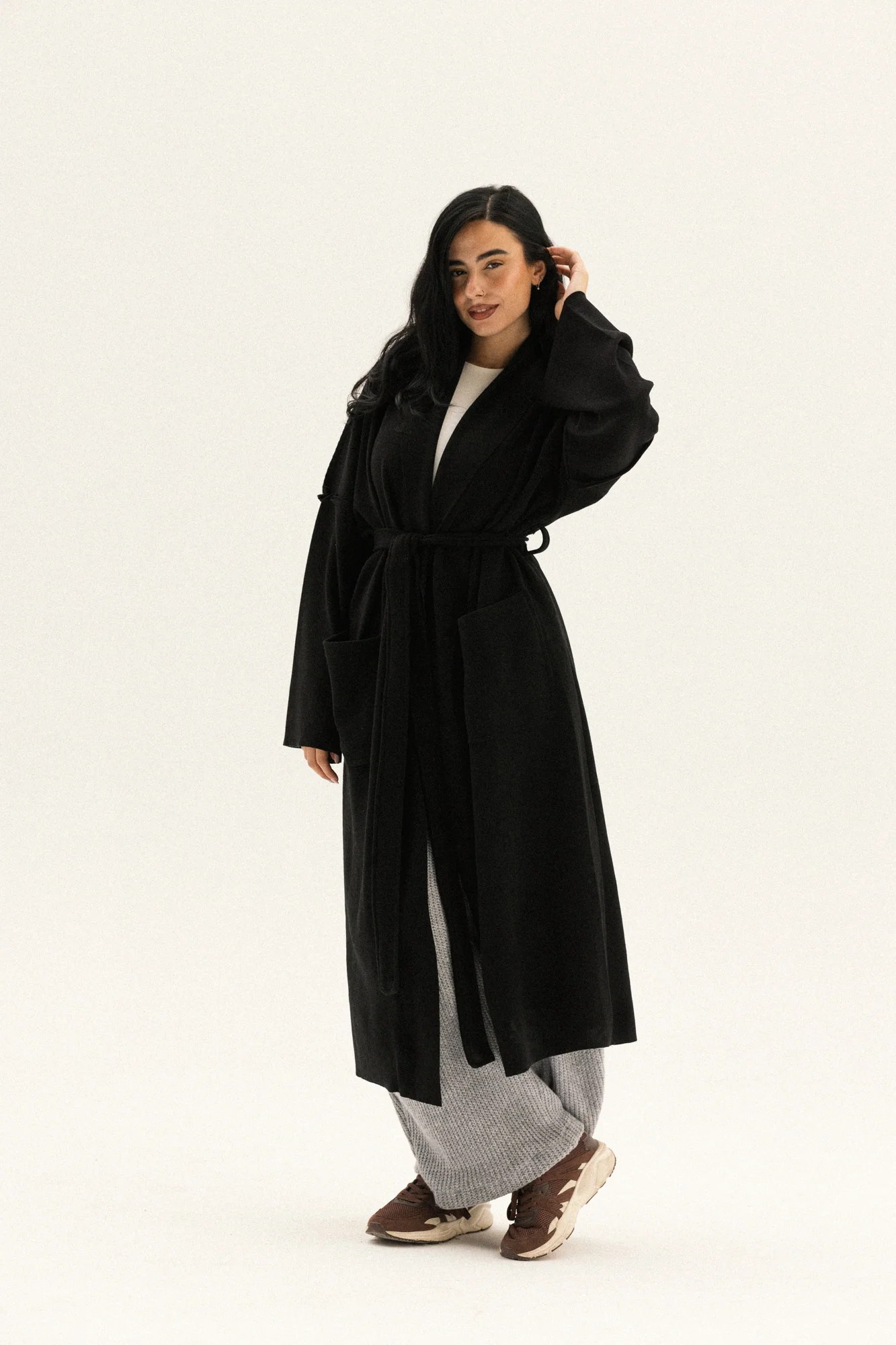 Long Pocket Coat In Black