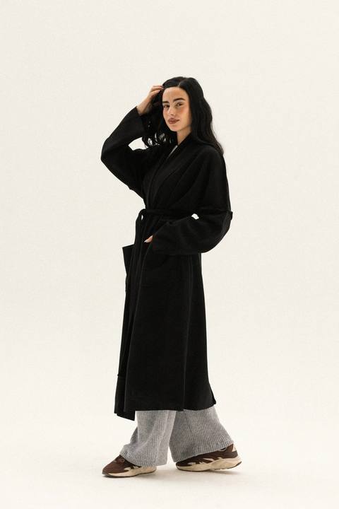 Long Pocket Coat In Black