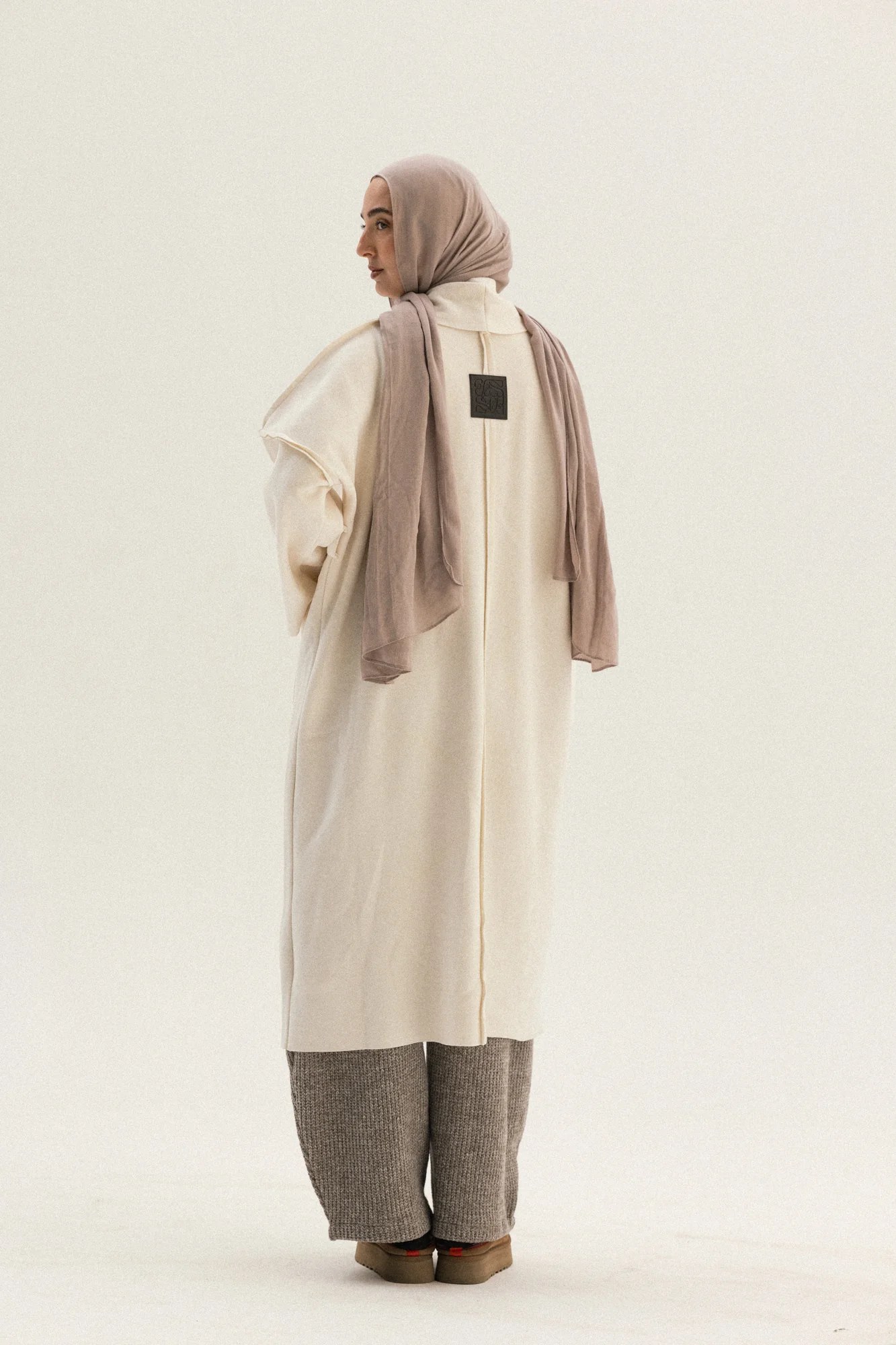 Long Pocket Coat In Offwhite
