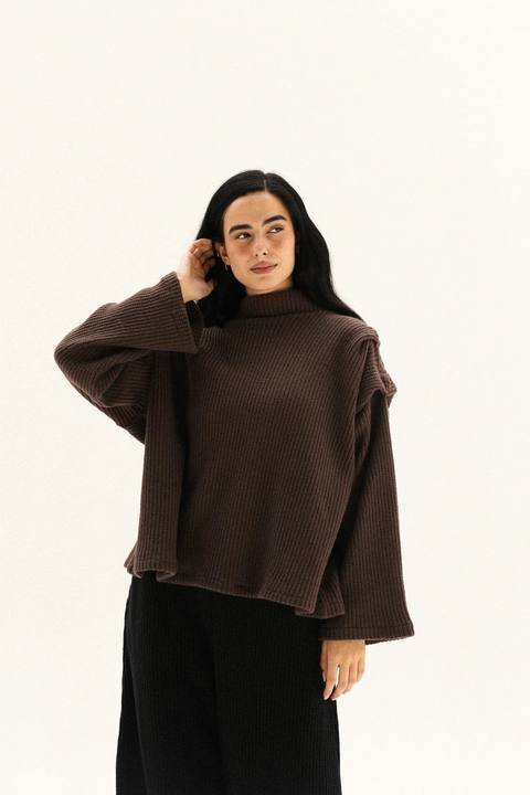 shoulder pullover in brown