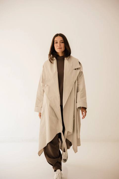 High-Low Trench Coat In Cafe