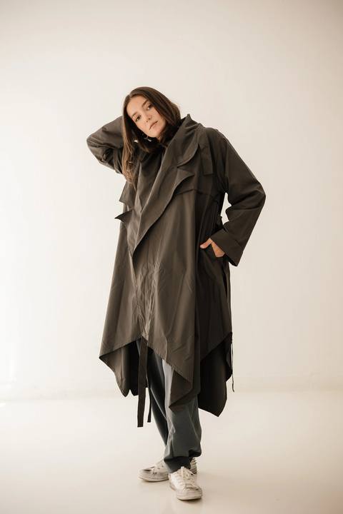 High-low Trench Coat In grey