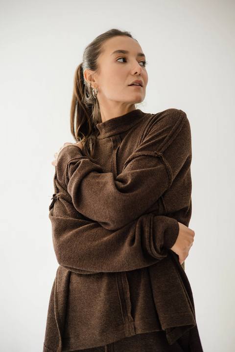 Unfinished Wool Set In Brown