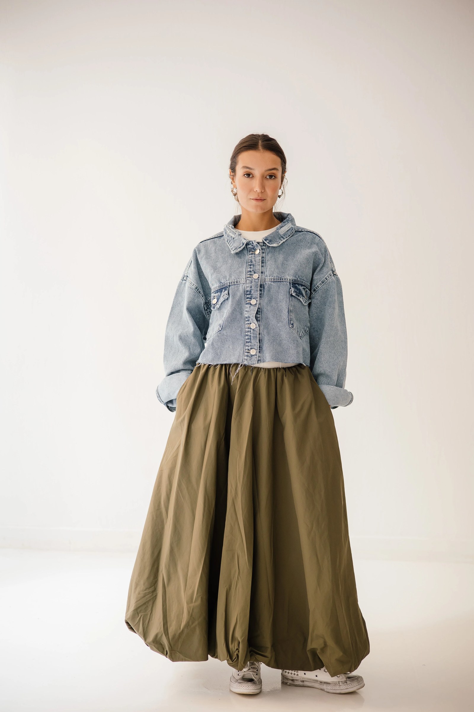 Balloon Skirt Waterproof In Olive