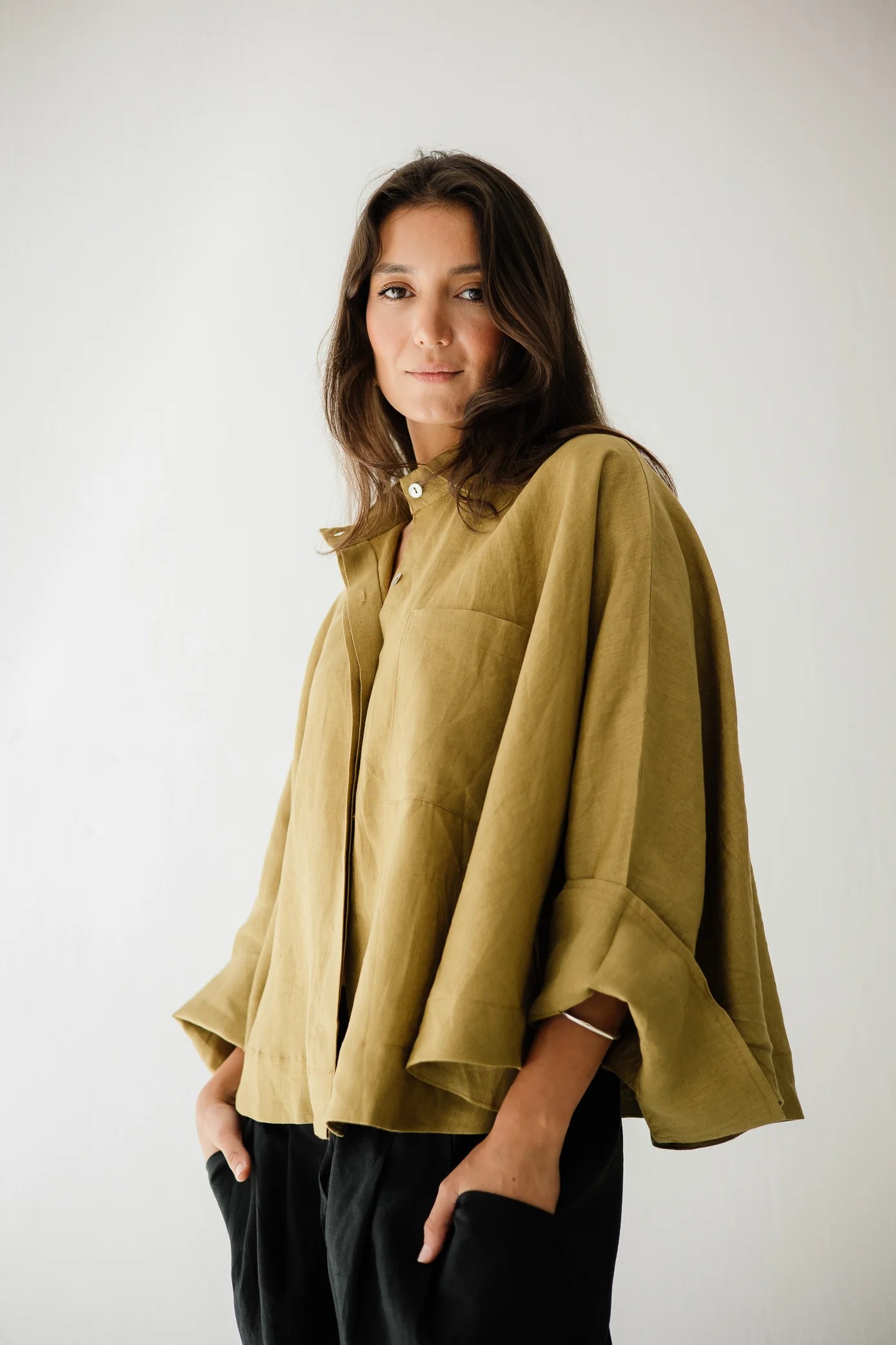 Butterfly Shirt In Dark lime-green