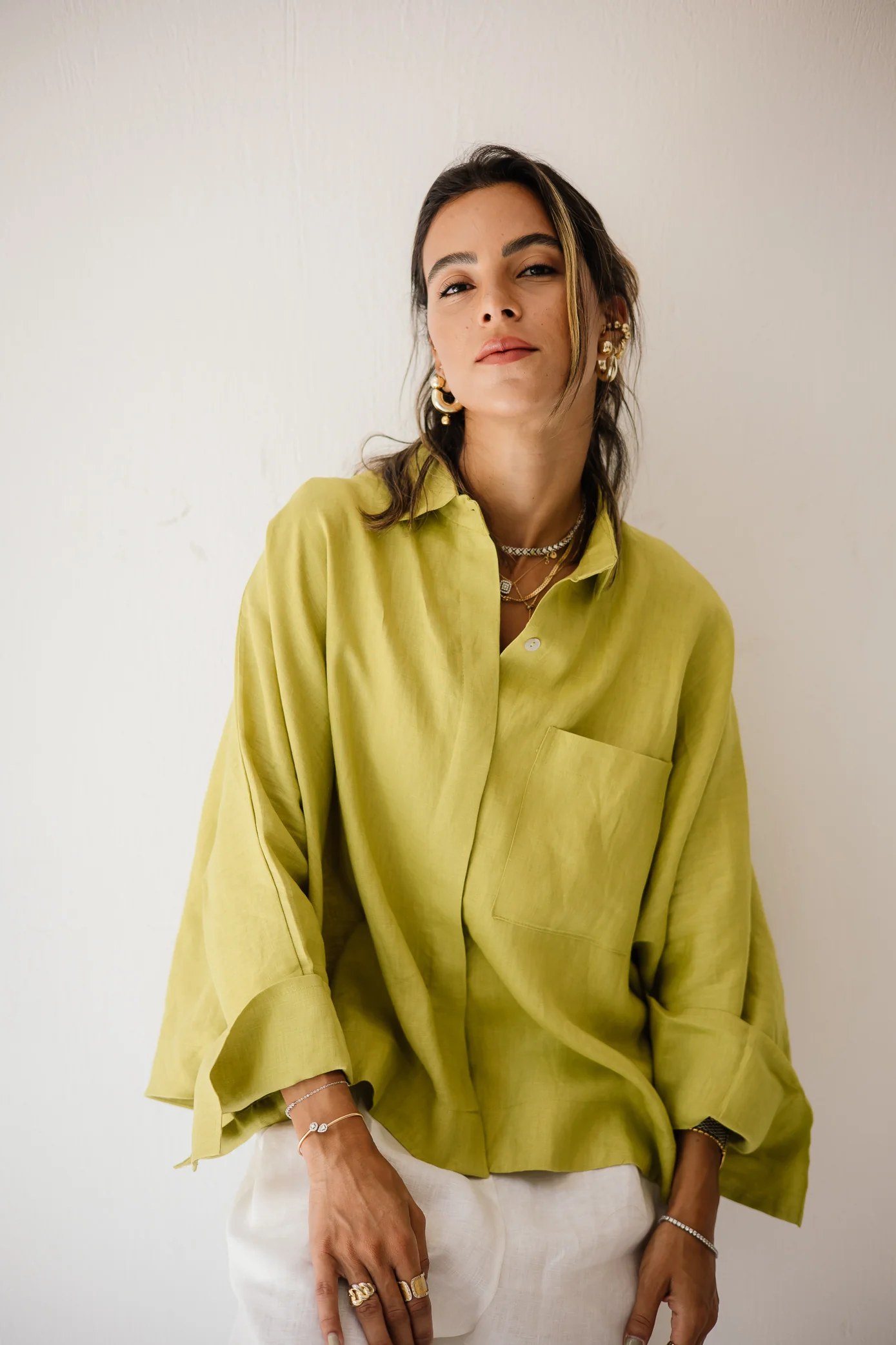 Butterfly Shirt In Lime-green