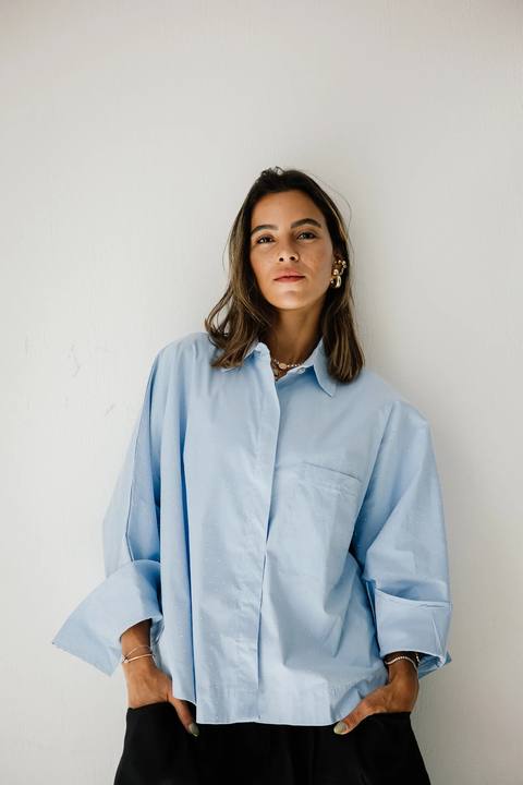Studding Butterfly Shirt In Blue