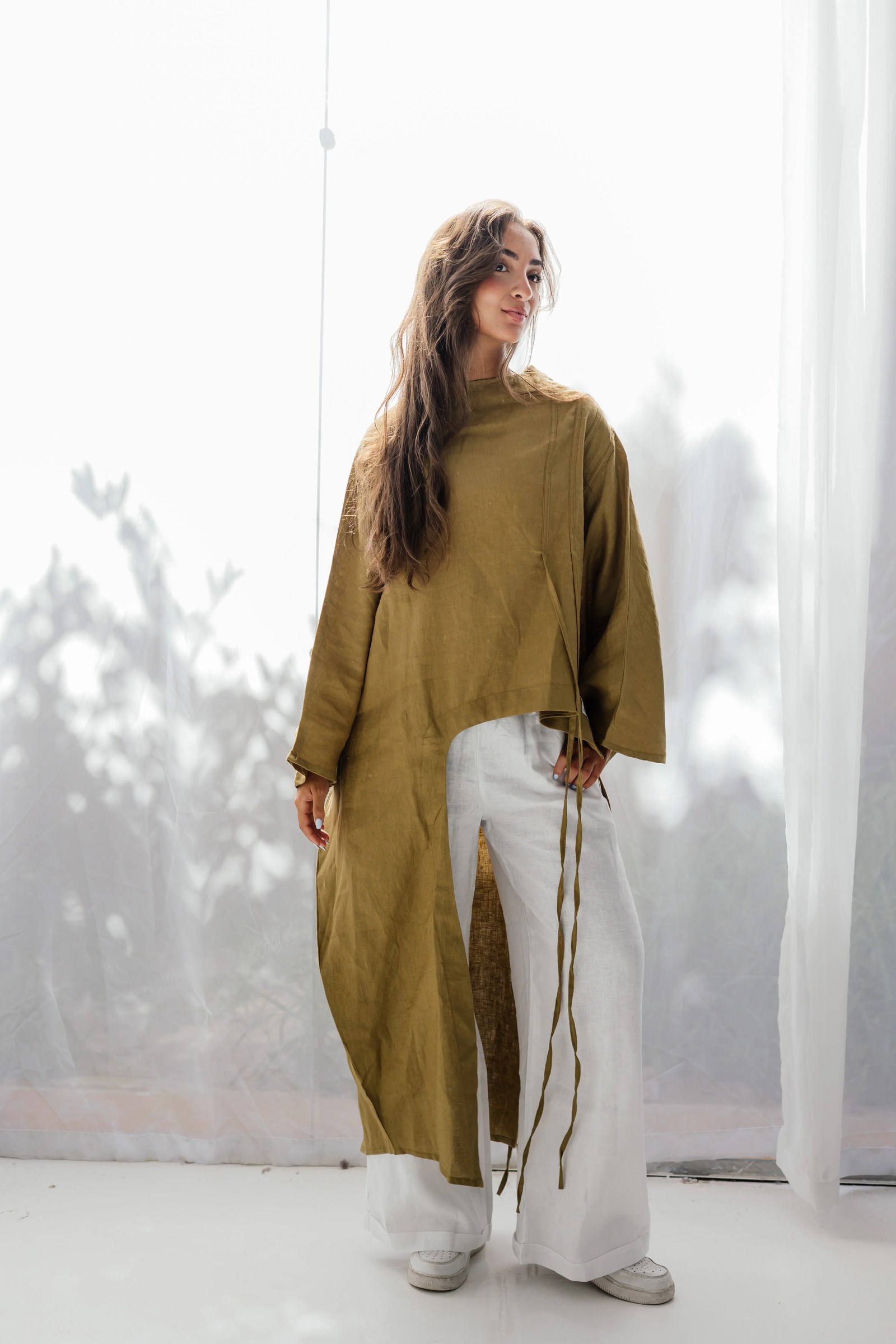 Side To Side Top In Dark-limegreen