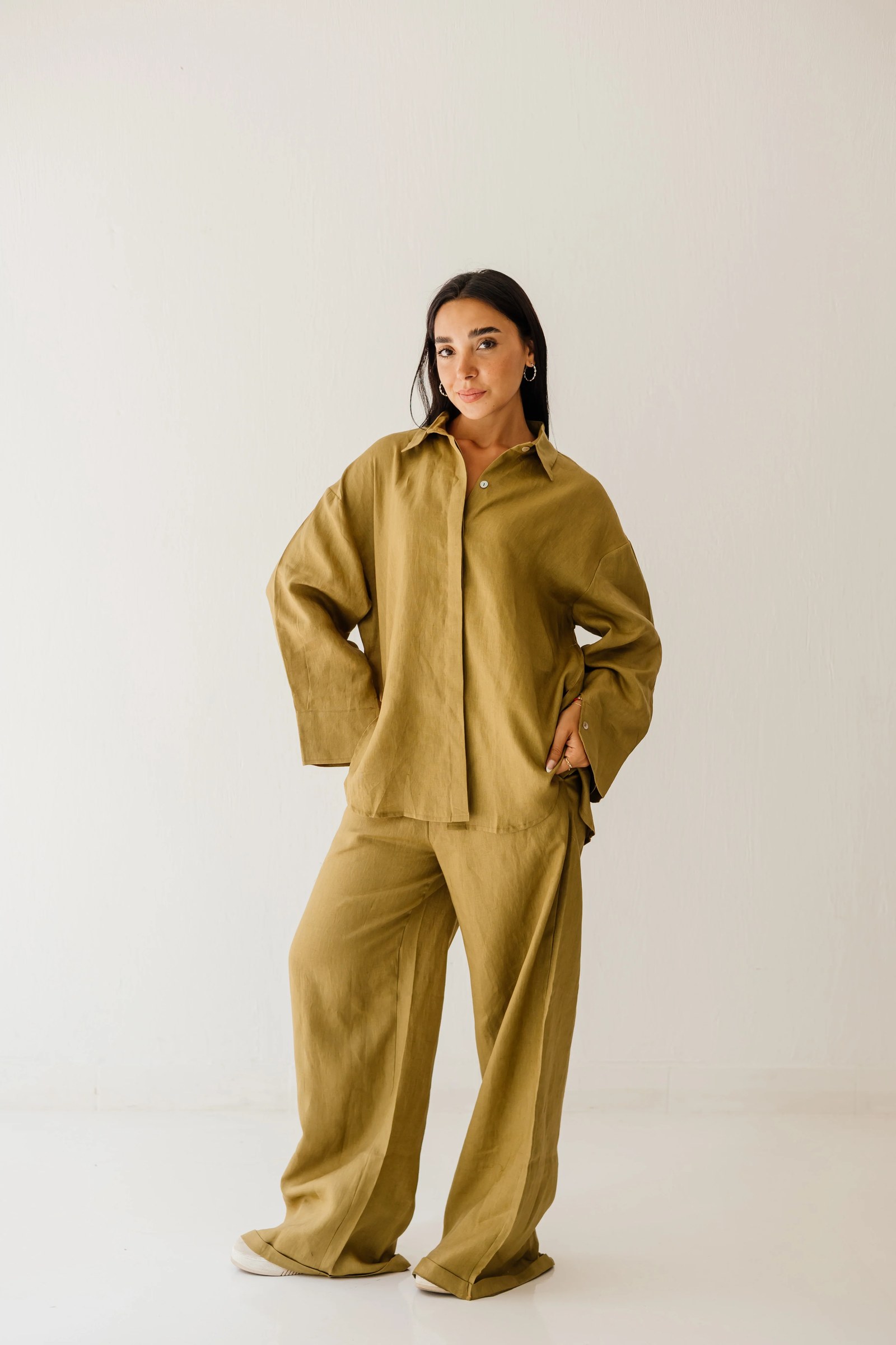 Basic Pant In Dark-limegreen