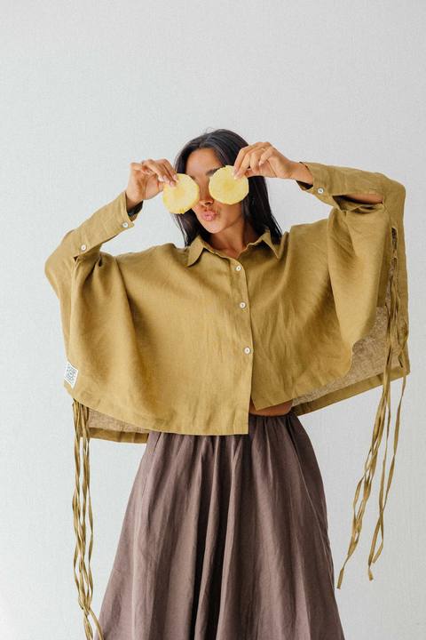 Fringes Shirt In Dark-limegreen
