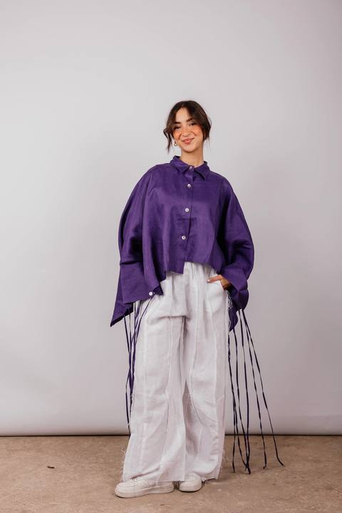 Fringes Shirt In Light purple